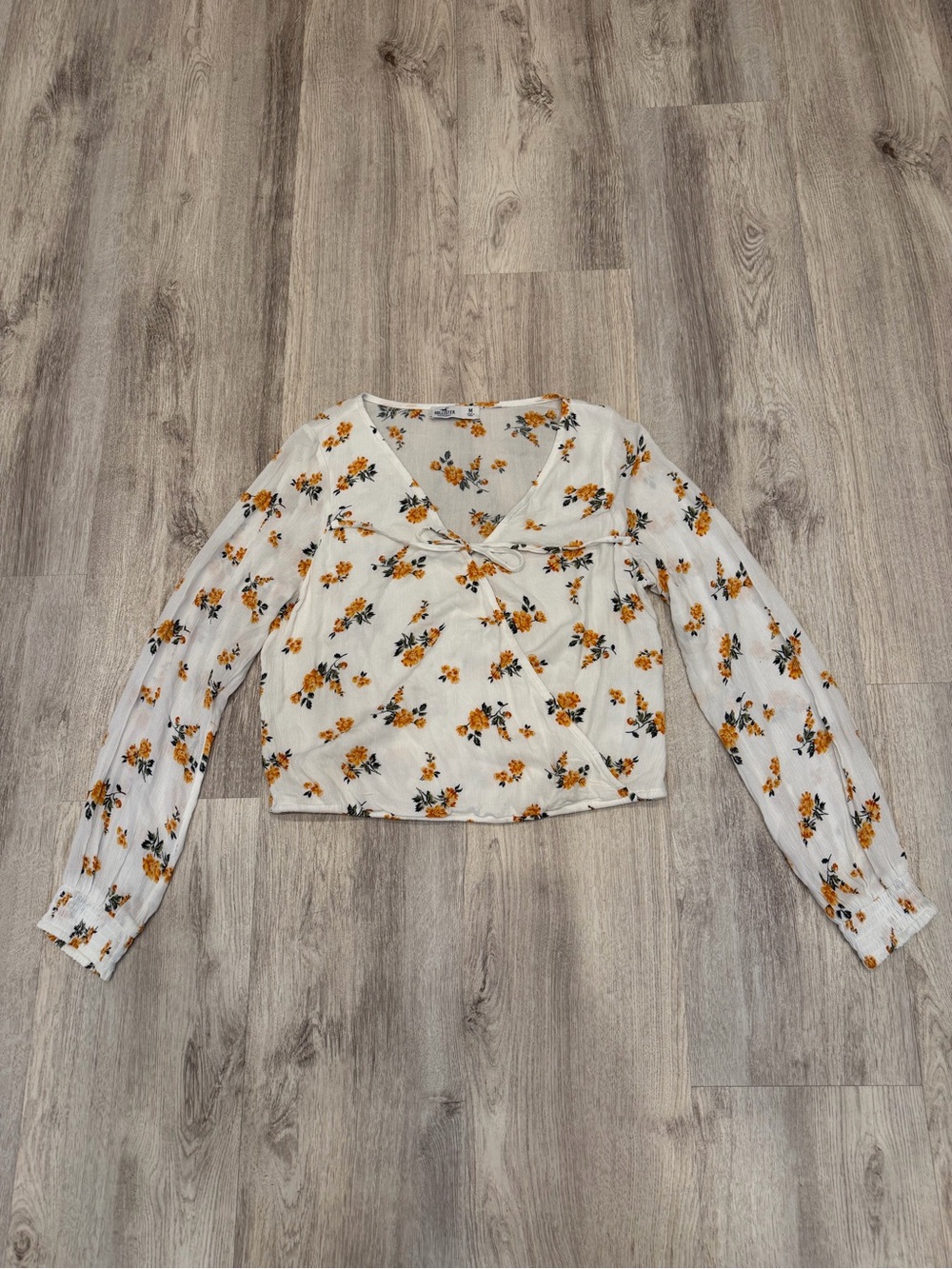 Hollister Floral Wrap Tie Front Blouse Top Medium